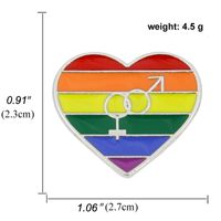 Broche En Alliage De Bannière Colorée De Dessin Animé Gay Rainbow Pride En Forme De Coeur sku image 1