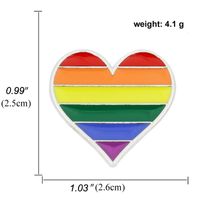 Heart-shaped Rainbow Pride Gay Cartoon Colorful Banner Alloy Brooch sku image 4