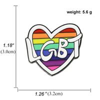 Heart-shaped Rainbow Pride Gay Cartoon Colorful Banner Alloy Brooch sku image 38
