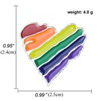 Broche De Aleación De Bandera Colorida De Dibujos Animados Gay Del Orgullo Del Arco Iris En Forma De Corazón sku image 14