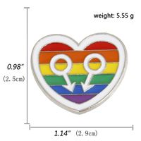 Heart-shaped Rainbow Pride Gay Cartoon Colorful Banner Alloy Brooch sku image 23