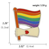 Heart-shaped Rainbow Pride Gay Cartoon Colorful Banner Alloy Brooch sku image 24