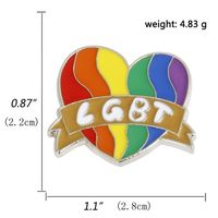 Heart-shaped Rainbow Pride Gay Cartoon Colorful Banner Alloy Brooch sku image 25
