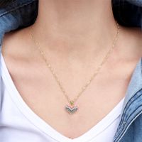 Copper Diamond Love Necklace Copper Pendant Water Wave Chain main image 3