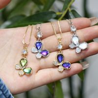 Zircon Butterfly Pendant Crystal Simple Sweater Collarbone Chain Necklace main image 1