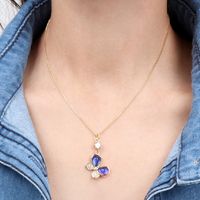 Zircon Butterfly Pendant Crystal Simple Sweater Collarbone Chain Necklace main image 3