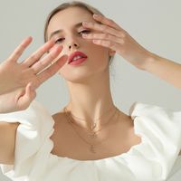 Moda Simple En Capas Estrella Luna Relámpago Collar Cadena De Clavícula Francesa main image 4