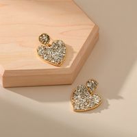 New Creative Crystal Gravel Love Heart Stud Earrings Metal Retro Frosty Alloy Earrings Wholesale main image 5