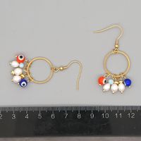 Cute Freshwater Pearl Glass Flower Eyeball Stainless Steel Hoop Earrings main image 4