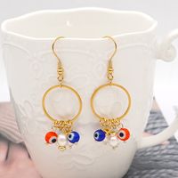 Cute Freshwater Pearl Glass Flower Eyeball Stainless Steel Hoop Earrings main image 5