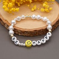 Neues Nachgemachtes Perlenarmband Großhandelspersönlichkeit Einfaches Handgewebtes Gelbes Smiley-buchstabenarmband main image 4