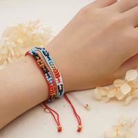 Bohemia Style Personality Fashion Three-row Rice Bead Woven Bracelet main image 5