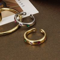 Ring Female New Korean Zircon Open Copper Ring main image 4