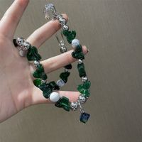 Unregelmäßige Grüne Kristall Perlen Schlüsselbein Halskette Smaragd Ohrstecker main image 6