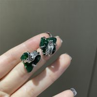 Unregelmäßige Grüne Kristall Perlen Schlüsselbein Halskette Smaragd Ohrstecker main image 7