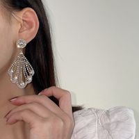 Luxury Full Diamond Fan-shaped Tassel Goddess Fashion Earrings main image 3
