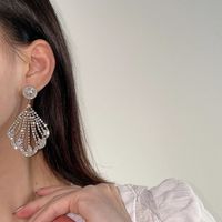 Luxury Full Diamond Fan-shaped Tassel Goddess Fashion Earrings main image 4