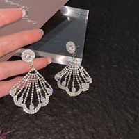 Luxury Full Diamond Fan-shaped Tassel Goddess Fashion Earrings main image 7