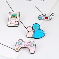 Creative Game Console Handle Cartoon Sunny Doll Glasses Alloy Brooch main image 6
