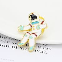 Planet Astronaut Astronomical Telescope Spaceship Aircraft Drip Oil Alloy Brooch main image 5