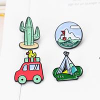 Creative Tent Car Plant Cactus Flower Badge Dripping Oil Brooch main image 2