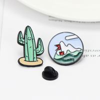 Creative Tent Car Plant Cactus Flower Badge Dripping Oil Brooch main image 4