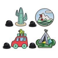 Creative Tent Car Plant Cactus Flower Badge Dripping Oil Brooch main image 6
