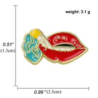 Korean Version Of Creative Sexy Red Lips Oil Drip Alloy Brooch main image 6