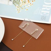 Simple Classic Diamond Pendant Elegant Slim Copper Earrings main image 3