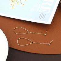 Simple Hollow Oval Pendent Copper Long Earrings main image 2