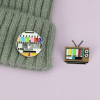 New Brooch Jewelry Creative Retro Tv Channel No Signal Color Icon Collar Pin main image 3