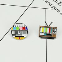 New Brooch Jewelry Creative Retro Tv Channel No Signal Color Icon Collar Pin main image 4