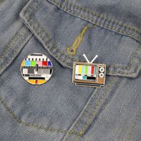 New Brooch Jewelry Creative Retro Tv Channel No Signal Color Icon Collar Pin main image 5