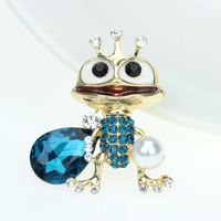 Retro Frog Brooch Blue Imitation Crystal Flash Diamond Animal Corsage main image 1