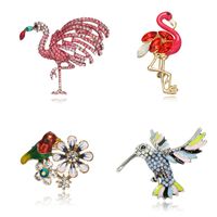 Flamingo Diamond Brooch Fashion Girls Bird Corsage Brooch main image 1