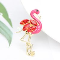 Flamingo Diamond Brooch Fashion Girls Bird Corsage Brooch main image 5