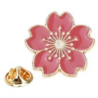 Cherry Blossom Small Red Flower Pearl Painting Oil Brooch Badge Collar Pin main image 6