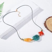 Vintage Long Geometric Color Resin Stone Creative Exaggerated Sweater Pendant Jewelry main image 3