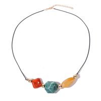 Vintage Long Geometric Color Resin Stone Creative Exaggerated Sweater Pendant Jewelry main image 6