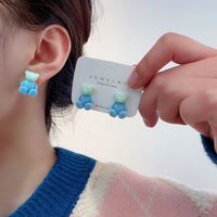 Korean Niche Design Sense Flocking Bear Earrings Simple Earrings Women main image 3