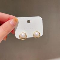 Simple Light Luxury Red Round Pearl Earrings Niche New Year 2022 New Trendy Earrings main image 1