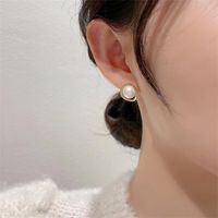 Simple Light Luxury Red Round Pearl Earrings Niche New Year 2022 New Trendy Earrings main image 4