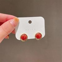 Simple Light Luxury Red Round Pearl Earrings Niche New Year 2022 New Trendy Earrings main image 5
