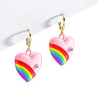 Fashion Jewelry Rainbow Drip Oil Heart-shaped Alloy Earrings Wholesale main image 1