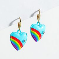 Fashion Jewelry Rainbow Drip Oil Heart-shaped Alloy Earrings Wholesale main image 3