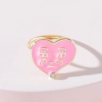 European And American Fashion Dripping Oil Crying Tears Heart-shaped Expression Ring main image 2