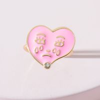 European And American Fashion Dripping Oil Crying Tears Heart-shaped Expression Ring main image 3