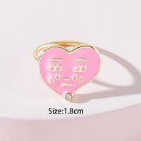 European And American Fashion Dripping Oil Crying Tears Heart-shaped Expression Ring main image 4