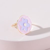 European And American Fashion Jewelry Color Drip Oil Flower Ladies Ring main image 3