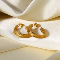 Simple Stainless Steel Jewelry Wheat C-shaped Hoop Earring Jewelry main image 1